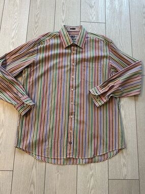 Bugatchi Multicolor Vertical Stripe Button-Down Shirt